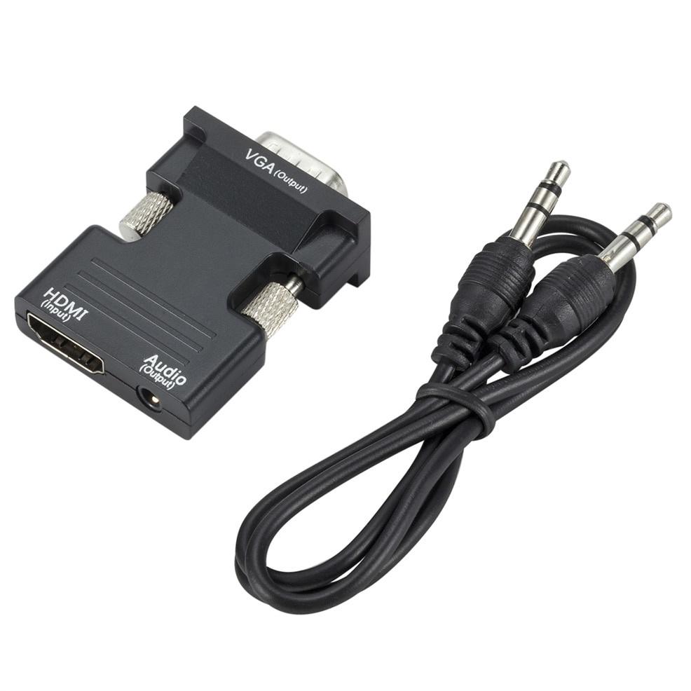 HDMI-compatible Female to VGA Male Converter 3.5mm Audio Cable Adapter 1080P HD Video Output for PC Laptop TV Monitor Projector