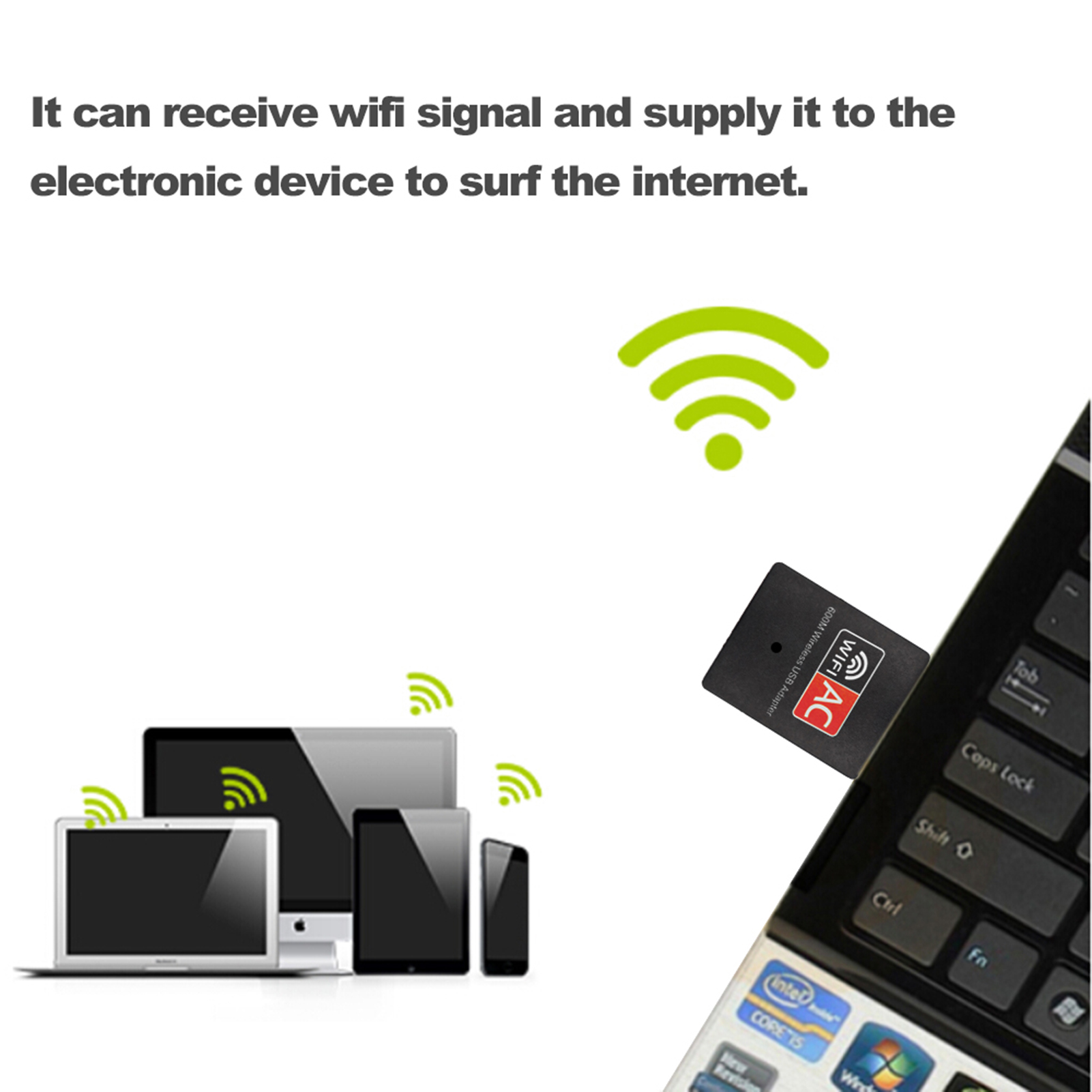 Bộ điều hợp USB WiFi cho MAC Windows Black băng tần kép 600Mbps 2.4GHz + 5GHz USB Wireless Adapter Antenna Wifi 802.11a / b / g / n / ac