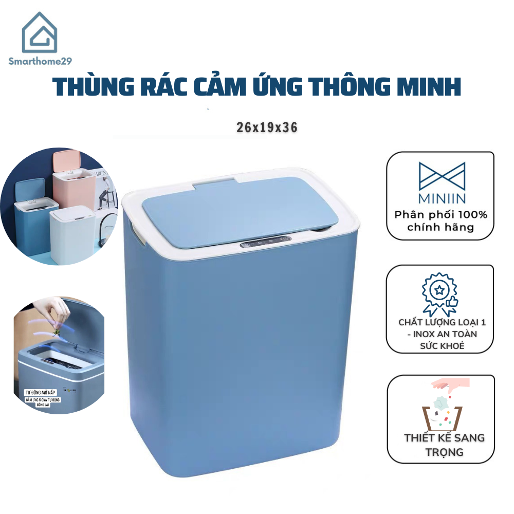 Thùng Rác Smart Thông Minh Cảm Ứng Tự Động Đóng Mở 16L ( Sạc Tích Điện ) - HÀNG CHÍNH HÃNG MINIIN