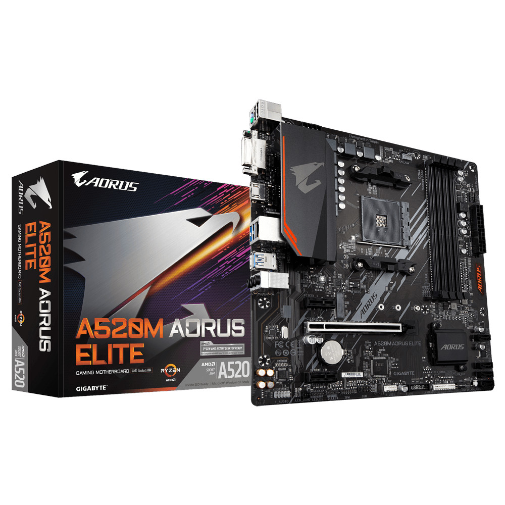 Bo mạch chủ Mainboard Gigabytye A520M AORUS ELITE AMD Socket AM4 - Hàng Chính Hãng