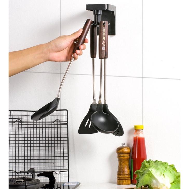 Móc treo đồ dùng nhà bếp 6 chấu đa năng xoay 360 độ dán tường không cần khoan đục
