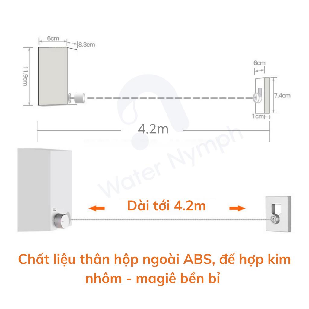 Bộ giàn, dây phơi quần áo thông minh có thể thu gọn Waternymph, dán tường - khoan lỗ tiện lợi