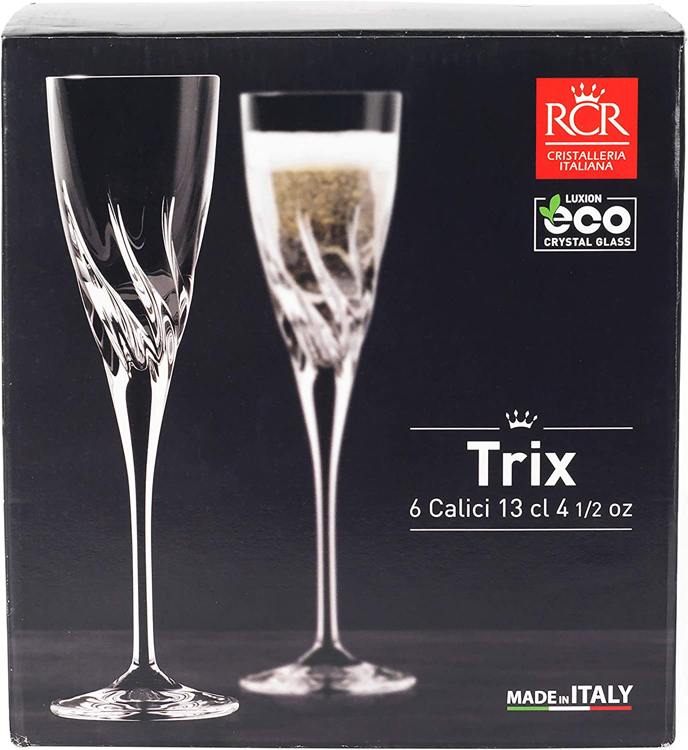 Ly Rượu Vang Thuỷ Tinh Pha Lê Ý RCR - Trix Champagne Flute 130ml