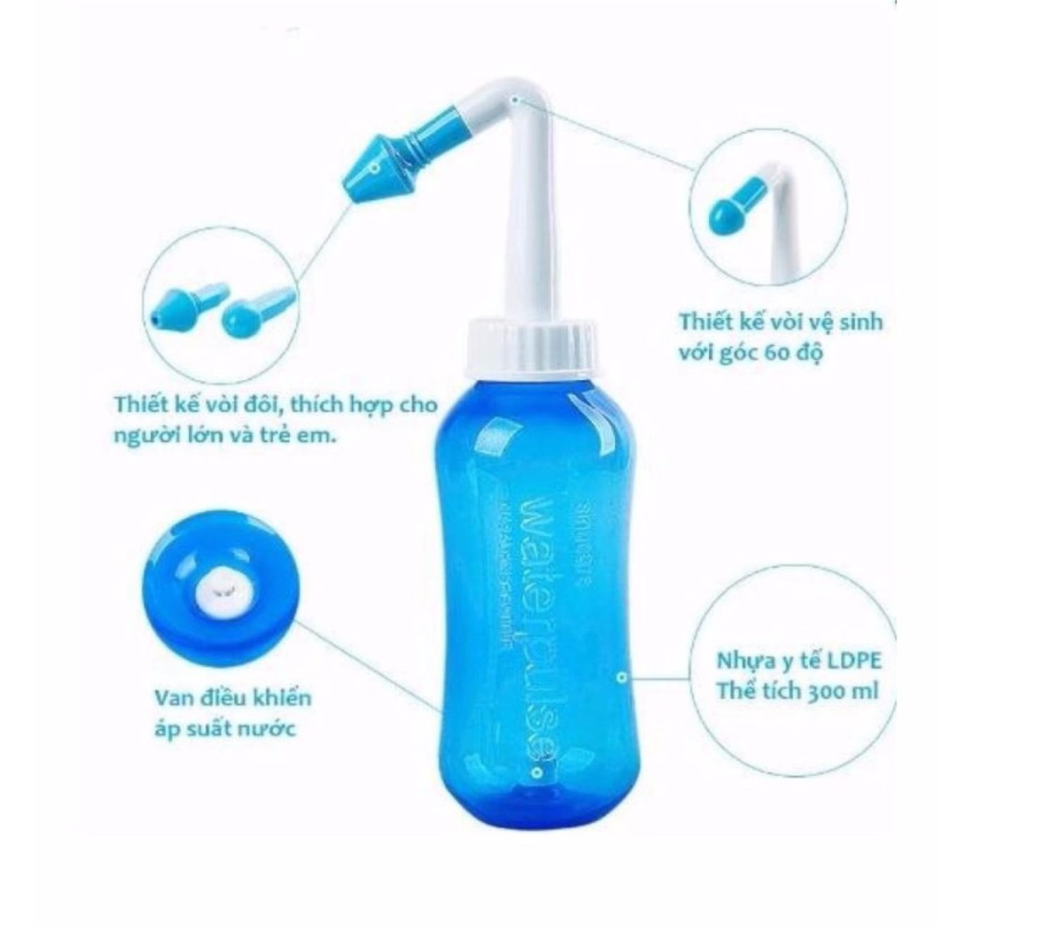 Bình Rửa Làm Sạch Mũi Waterpulse YT-300 300ml Nhiều Màu