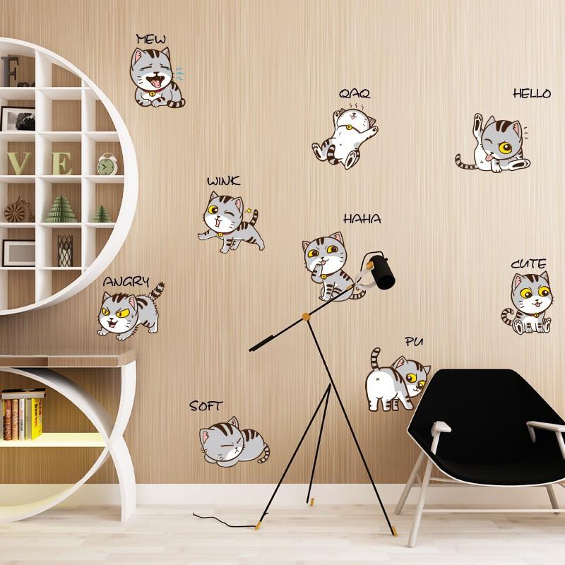 Decal dán tường mèo xinh đáng yêu