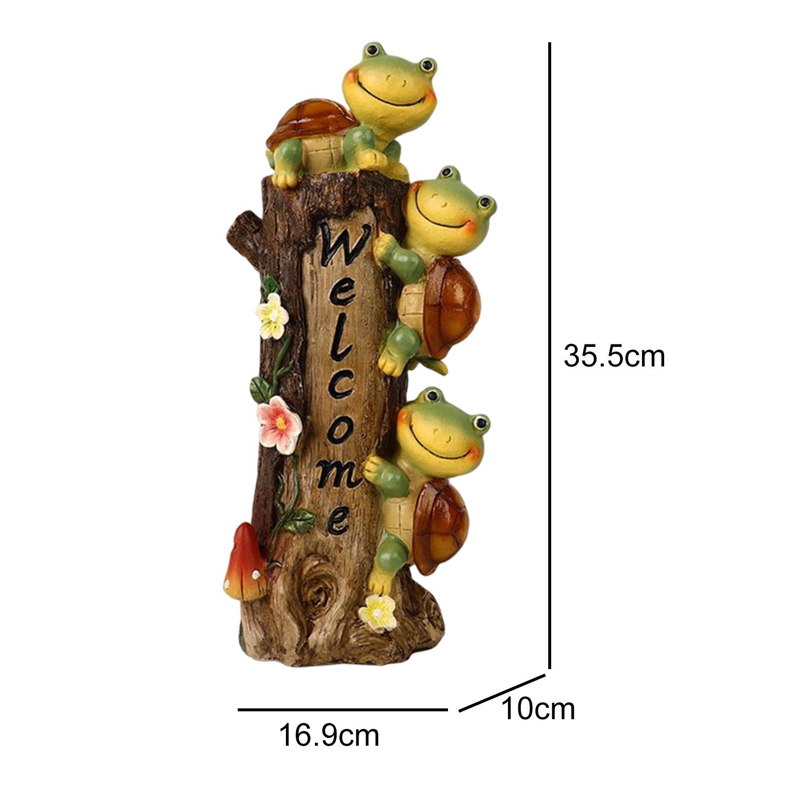 Garden Statues Solar LED Lights Outside Ornament Resin for Lawn Yard Patio