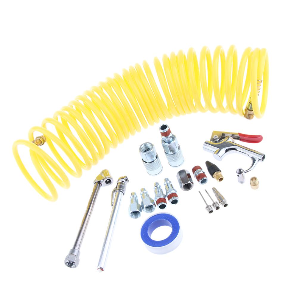 2 Set Air Blow Gun Kit 20 Pieces Recoil Airhose Blow Gun and 2 inflation needles