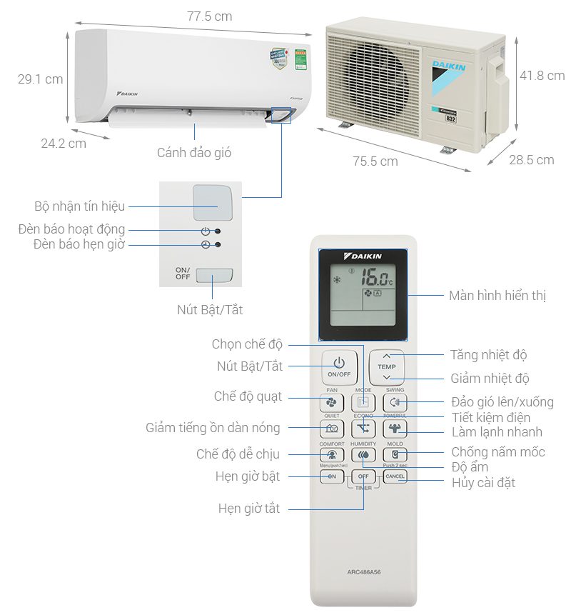 Máy lạnh Daikin Inverter 1 HP FTKB25ZVMV - HÀNG CHÍNH HÃNG - CHỈ GIAO HCM