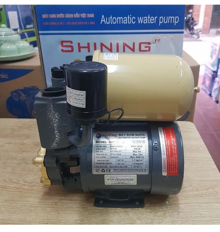 Máy bơm tăng áp Shining SHP-150EA có lõi mô tơ quấn dây đồng 100%