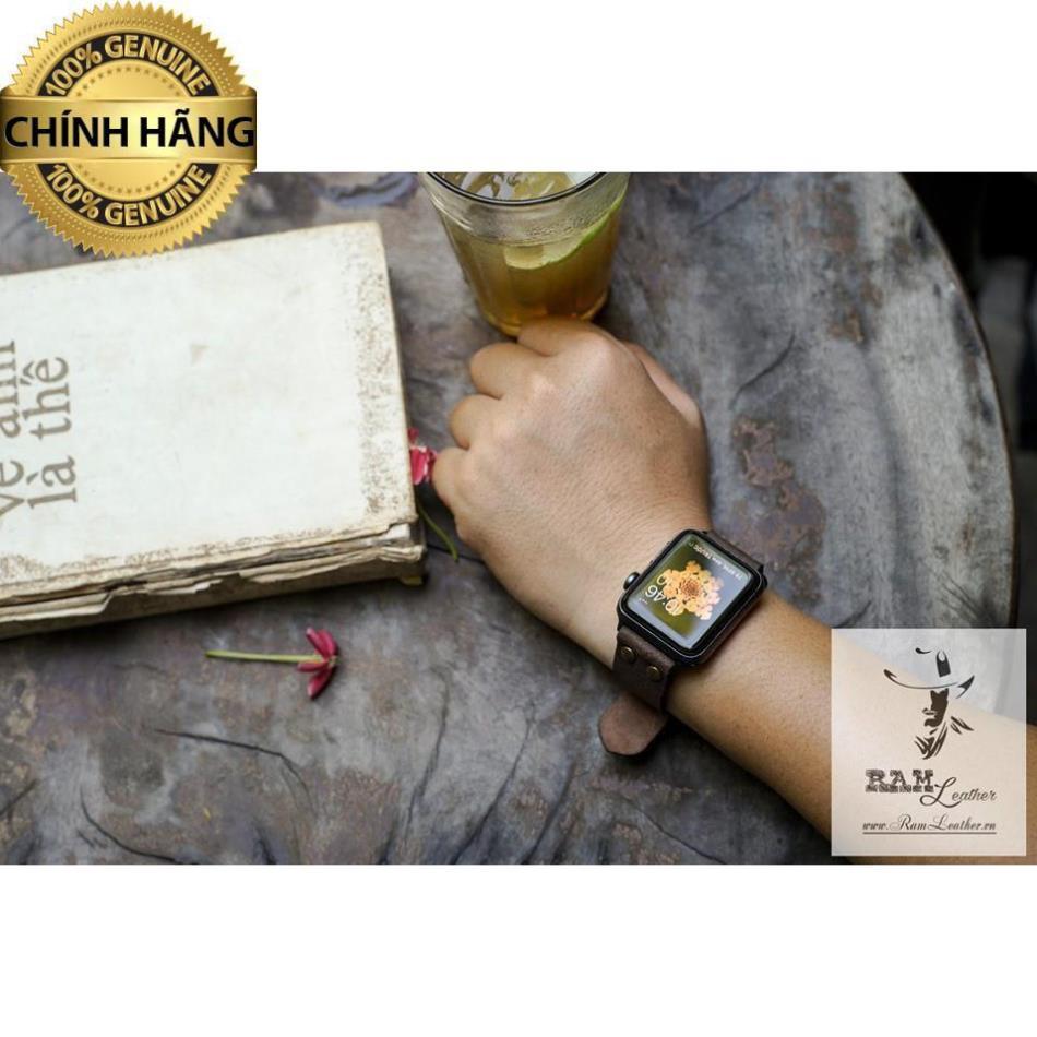 DÂY DÀNH CHO APPLE WATCH DA BÒ THẬT VINTAGE CÓ ĐINH TÁN CỔ ĐIỂN - RAM RIVET .