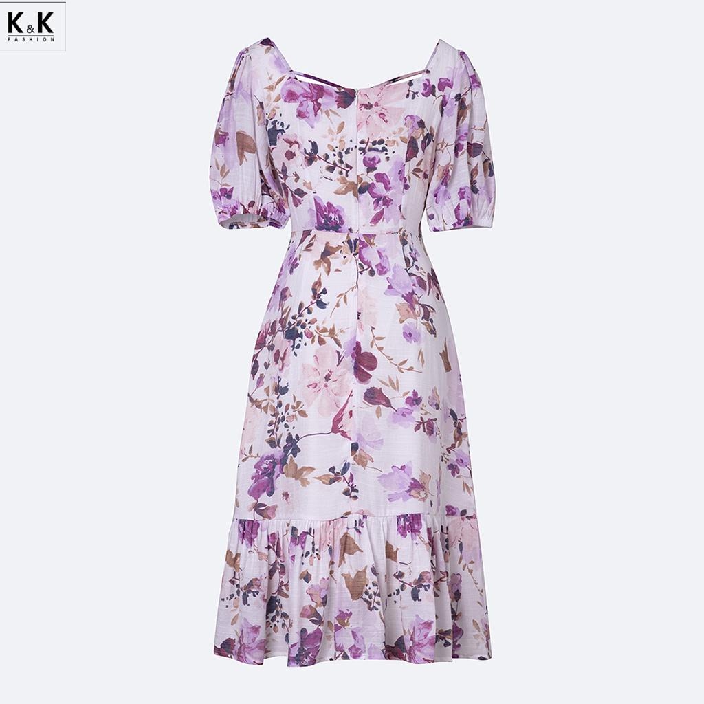 Đầm Hoa Đuôi Cá Cổ Vuông K&amp;K Fashion KK117-36 Chất Liệu Tơ Boi