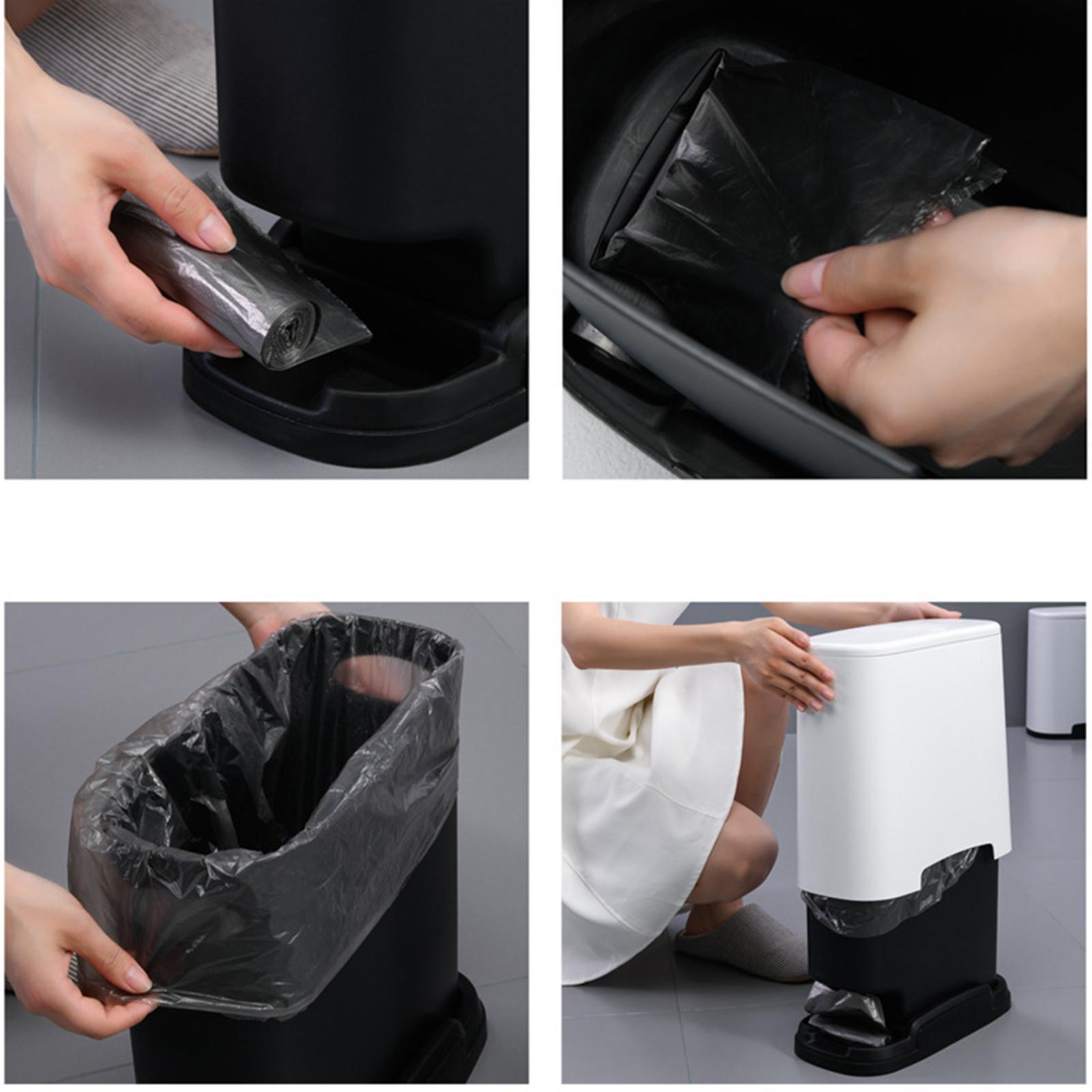 Narrow Trash Can Garbage Container Dustbin Bucket with Bag Storage Groove Trash