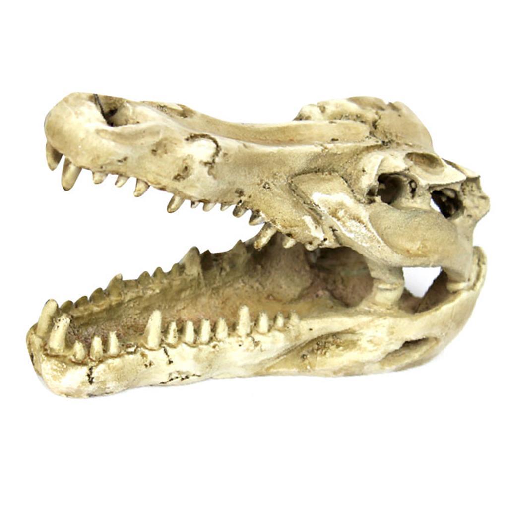 Reptile Terrarium Ornament Lizard Snake Cave Crocodile Skull  Tank Decor