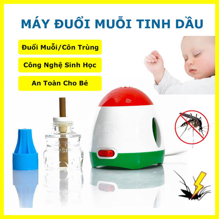 Máy xông tinh dầu đuổi muỗi công nghệ sinh học an toàn, máy bắt muỗi đuổi côn trùng - Tặng kèm lọ tinh dầu bắt muỗi 40ml