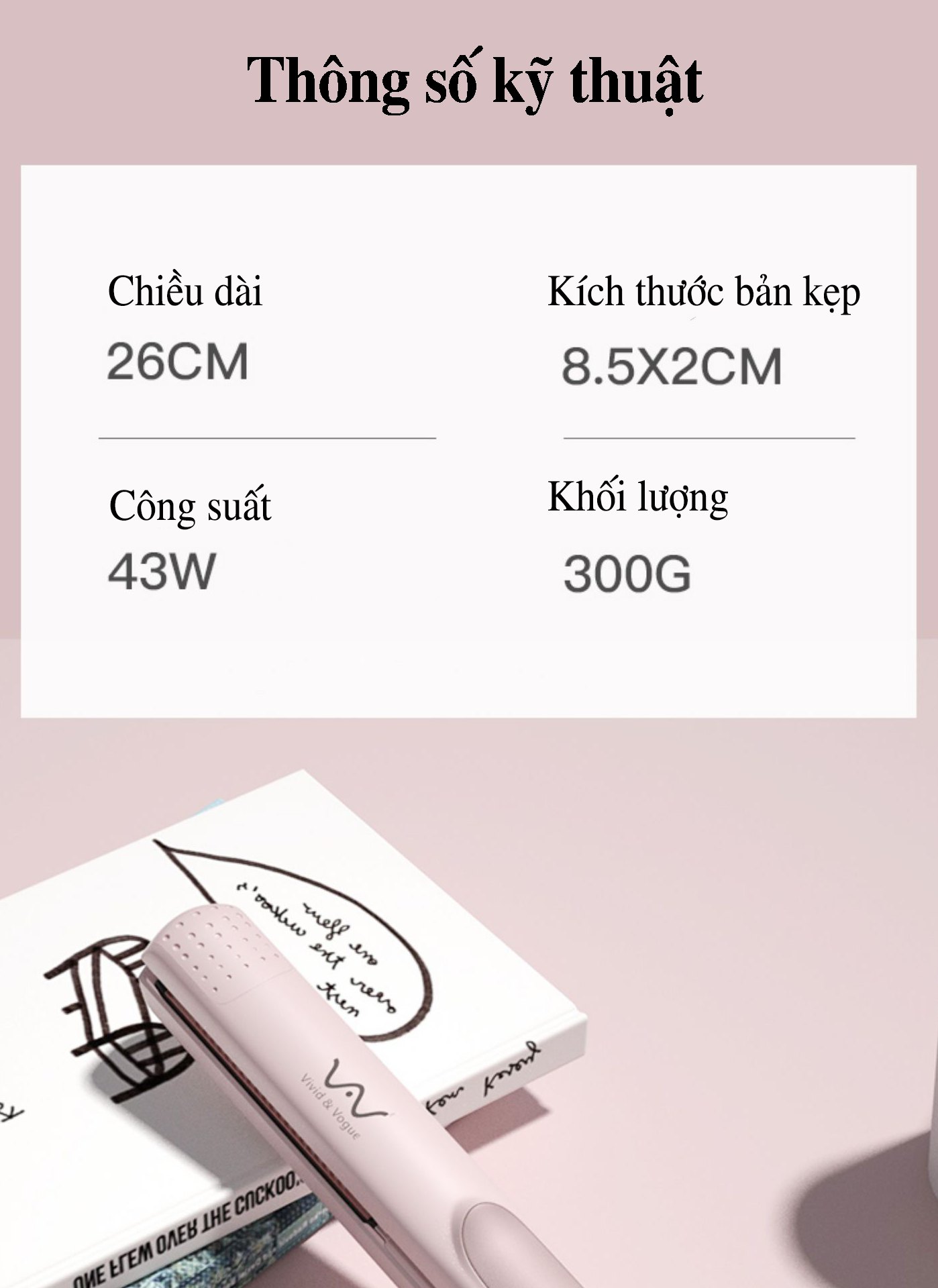 Máy ép tóc, duỗi tóc, là tóc đa năng VIVID&VOGUE VAV007A chưa ion âm và tinh dầu hỗ trợ mái tóc mềm mượt, chắc khỏe-Hàng chính hãng, Bh 12 tháng 1 đổi 1