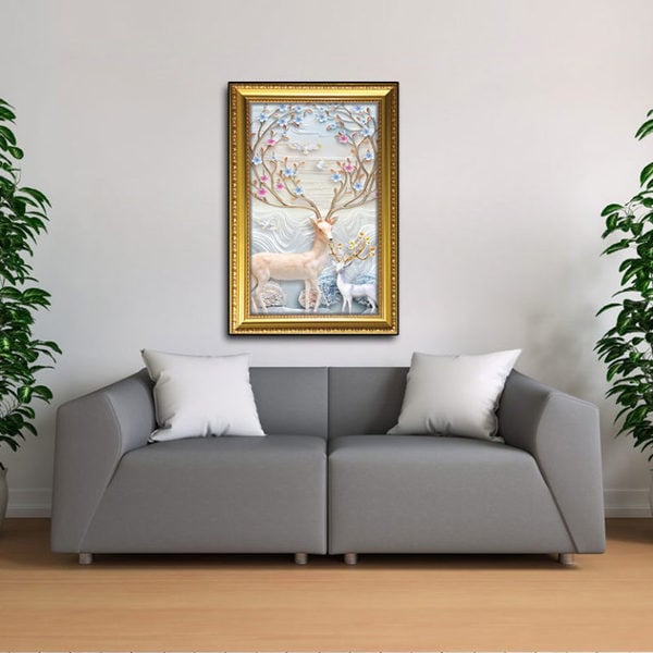 Tranh Nai Vàng Ép Gỗ Sang Trọng - W559