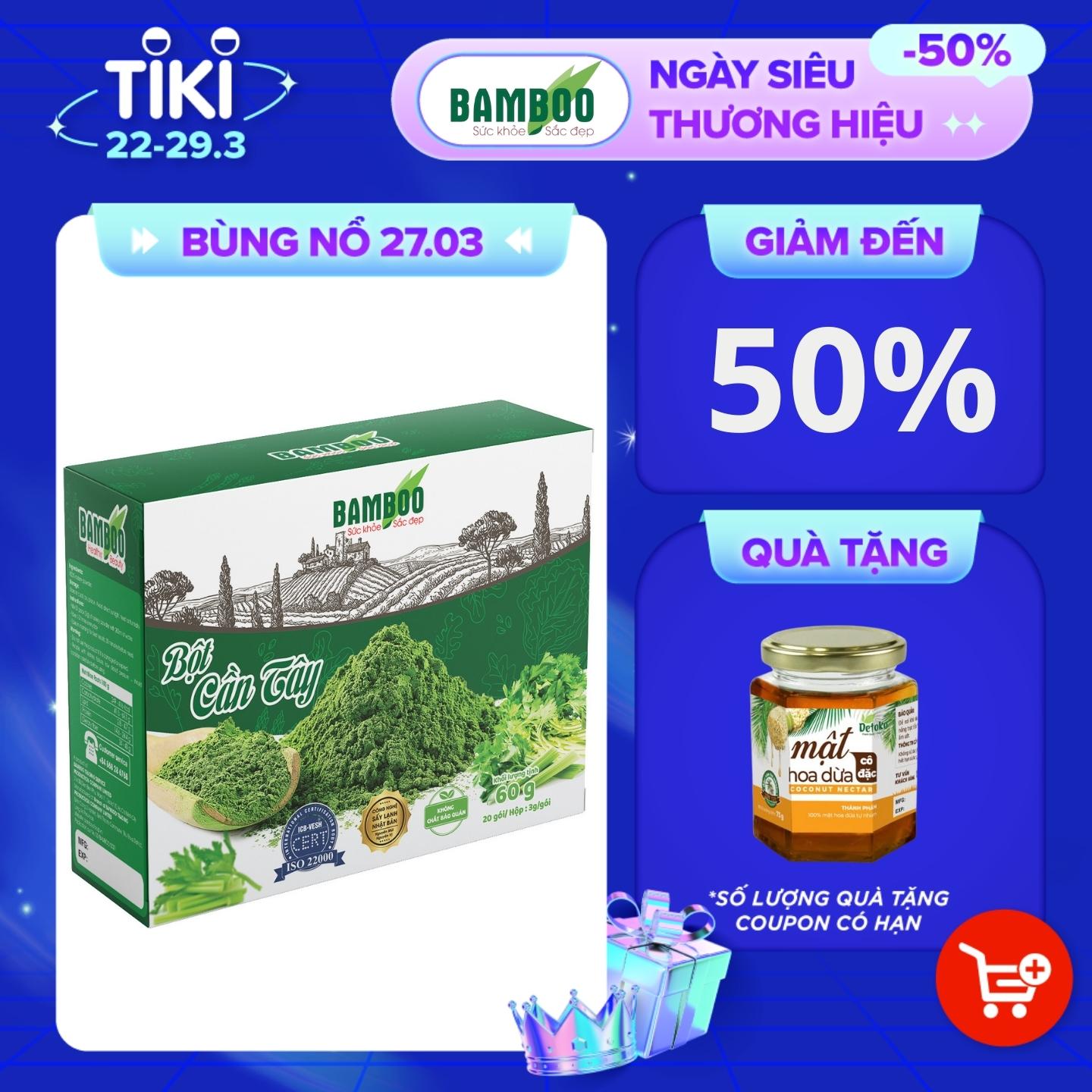 Bột cần tây Bamboo 60g/ 20 gói - Detox Hỗ trợ giảm cân, giữ dáng, đẹp da