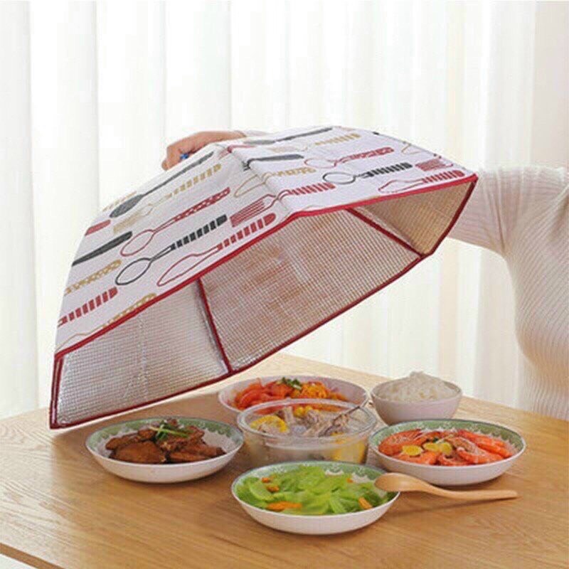 Lồng bàn giữ nhiệt thức ăn 6 cạnh gấp gọn siêu tiện lợi, lồng bàn có lớp bạc giữ nhiệt