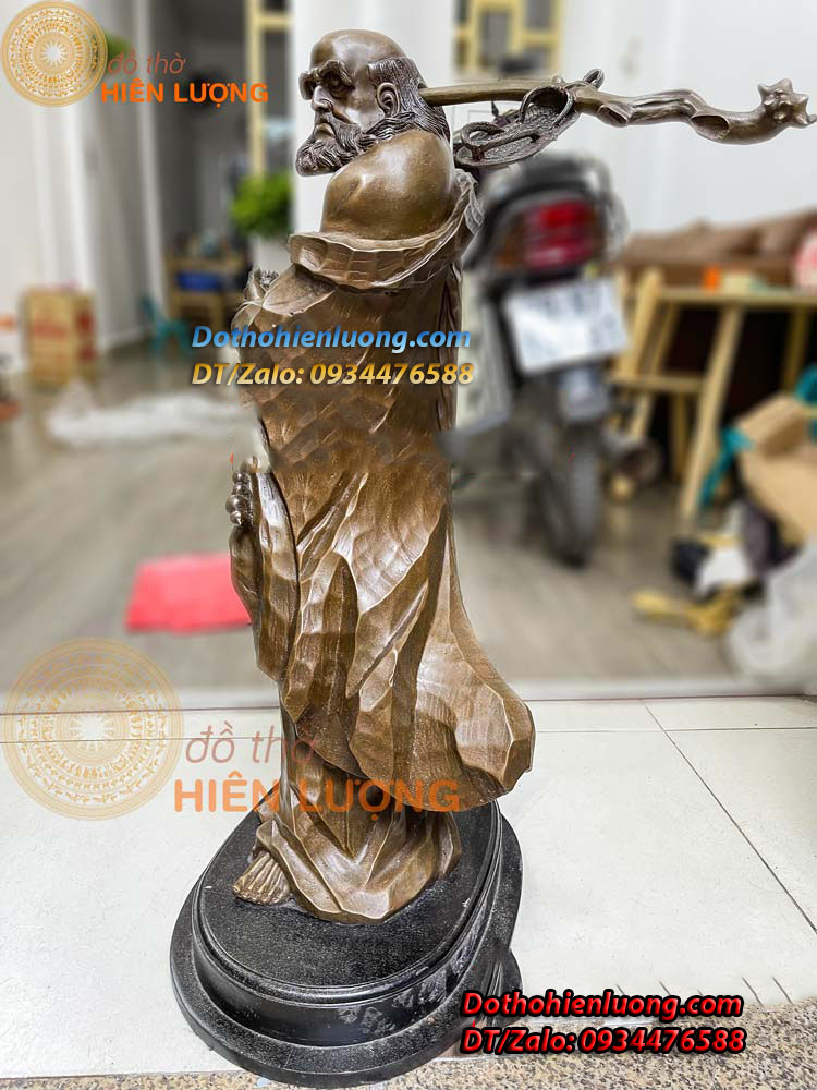 Tôn Tượng Đạt Ma Sư Tổ Bằng Đồng Hun Màu Giả Cổ Cao 80cm, Nặng 17kg Đẹp Tinh Xảo - Đồ Thờ Hiên Lượng
