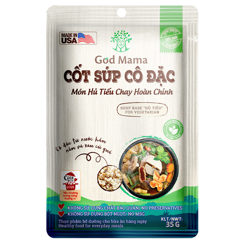 Cốt súp cô đặc - Món Hủ Tiếu Chay Hoàn Chỉnh - Gia vị nấu hủ tiếu chay tiện lợi - Túi 35gr - Số 1 tại Mỹ - Tiêu chuẩn FDA - Tiện lợi cho bữa ăn gia đình - An toàn cho sức khỏe