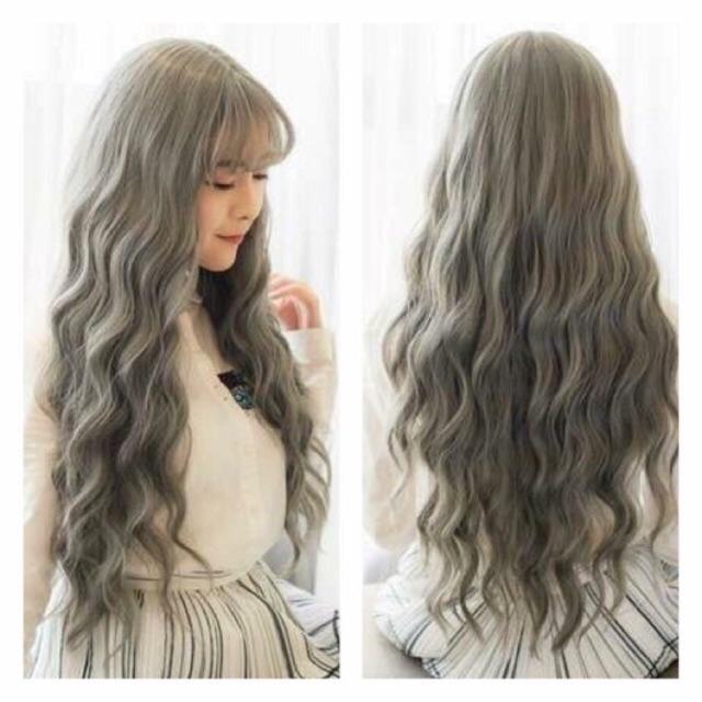 Tóc giả nguyên đầu xù sóng đủ màu- tặng lưới chùm tóc- hình thật