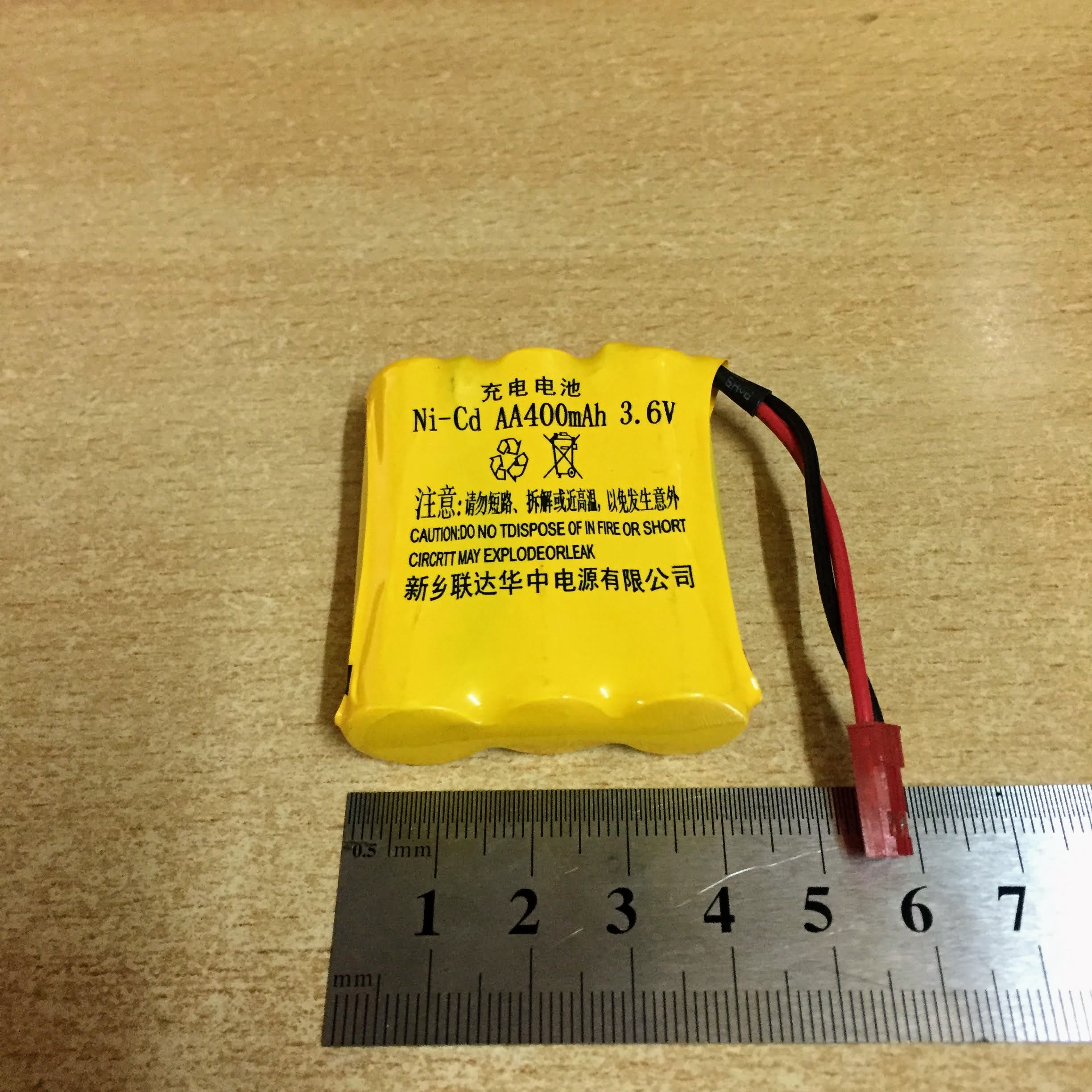 Pin sạc 3.6V dung lượng 400mah chân cắm jack JST màu đỏ dài