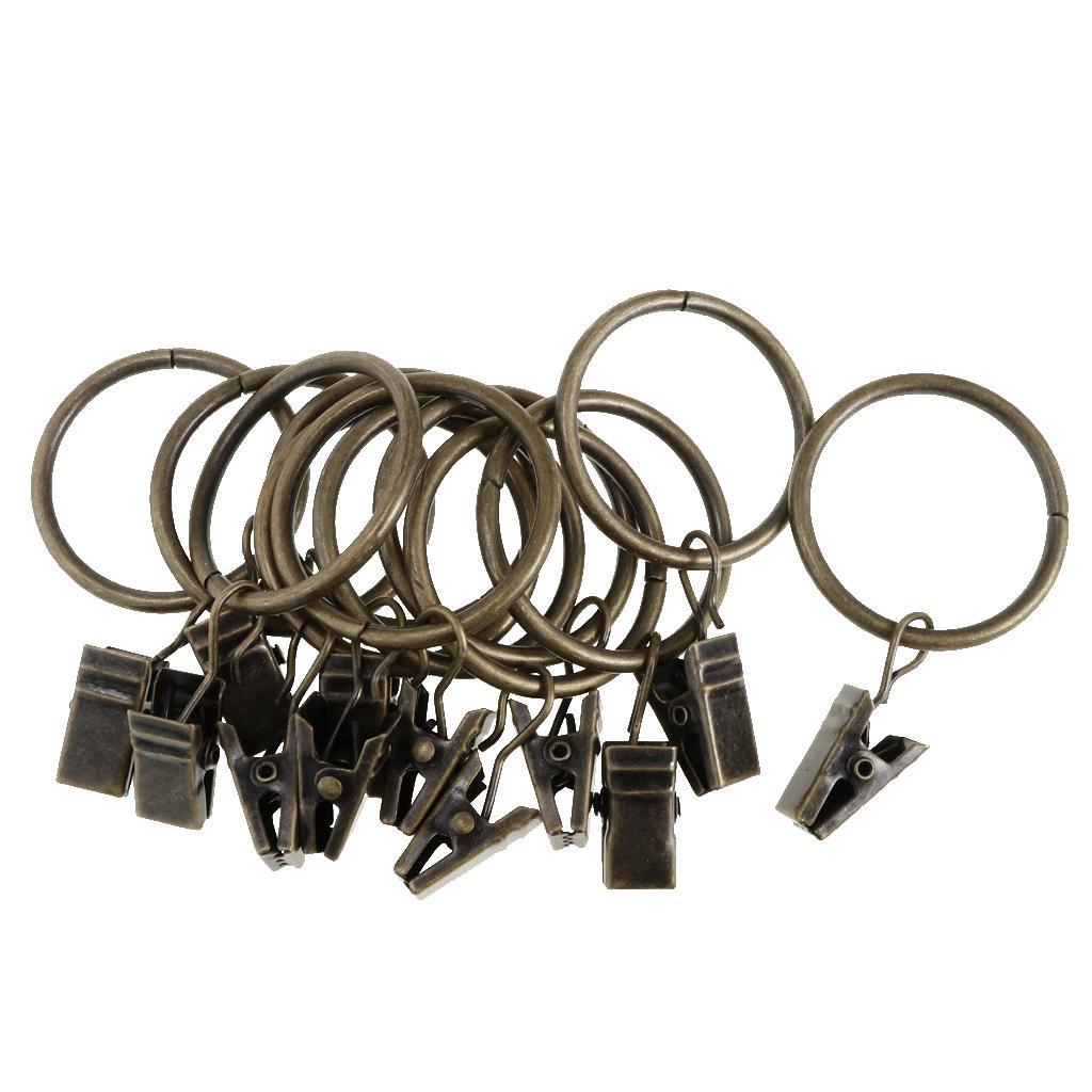 12 Pieces Metal Curtains Drapery Rings with Clips