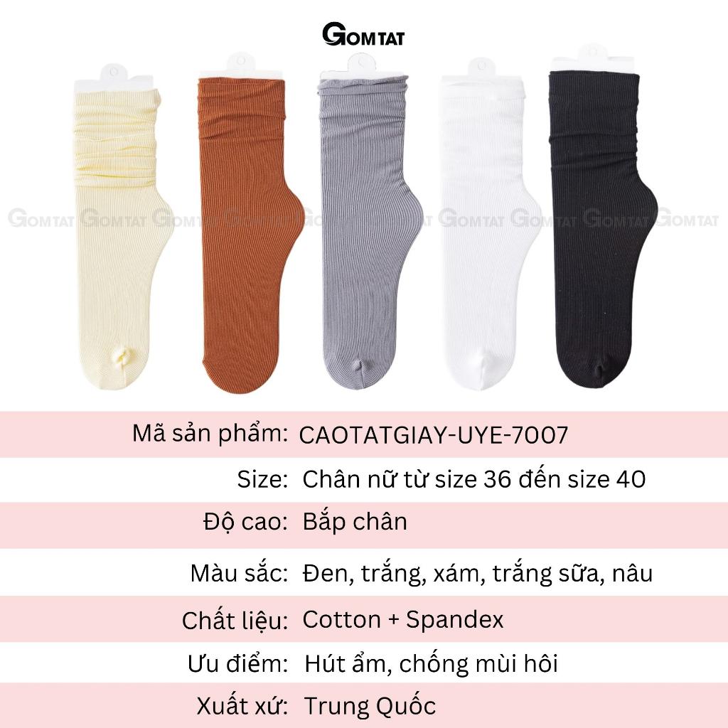 Tất nữ cổ cao trơn nhiều màu, vớ cao cổ nữ chất liệu cotton mềm mại, thoáng mát êm chân - CAOTATGIAY-UYE-7007-1DOI