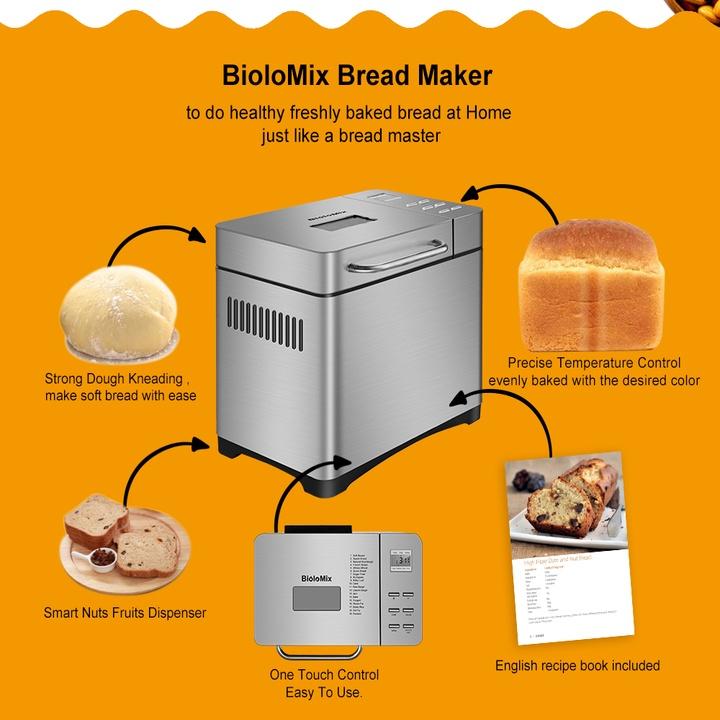 Máy Làm Bánh Mì Tự Động BioloMix BBM013 650W (Kèm Công Thức) - Hàng Nhập Khẩu