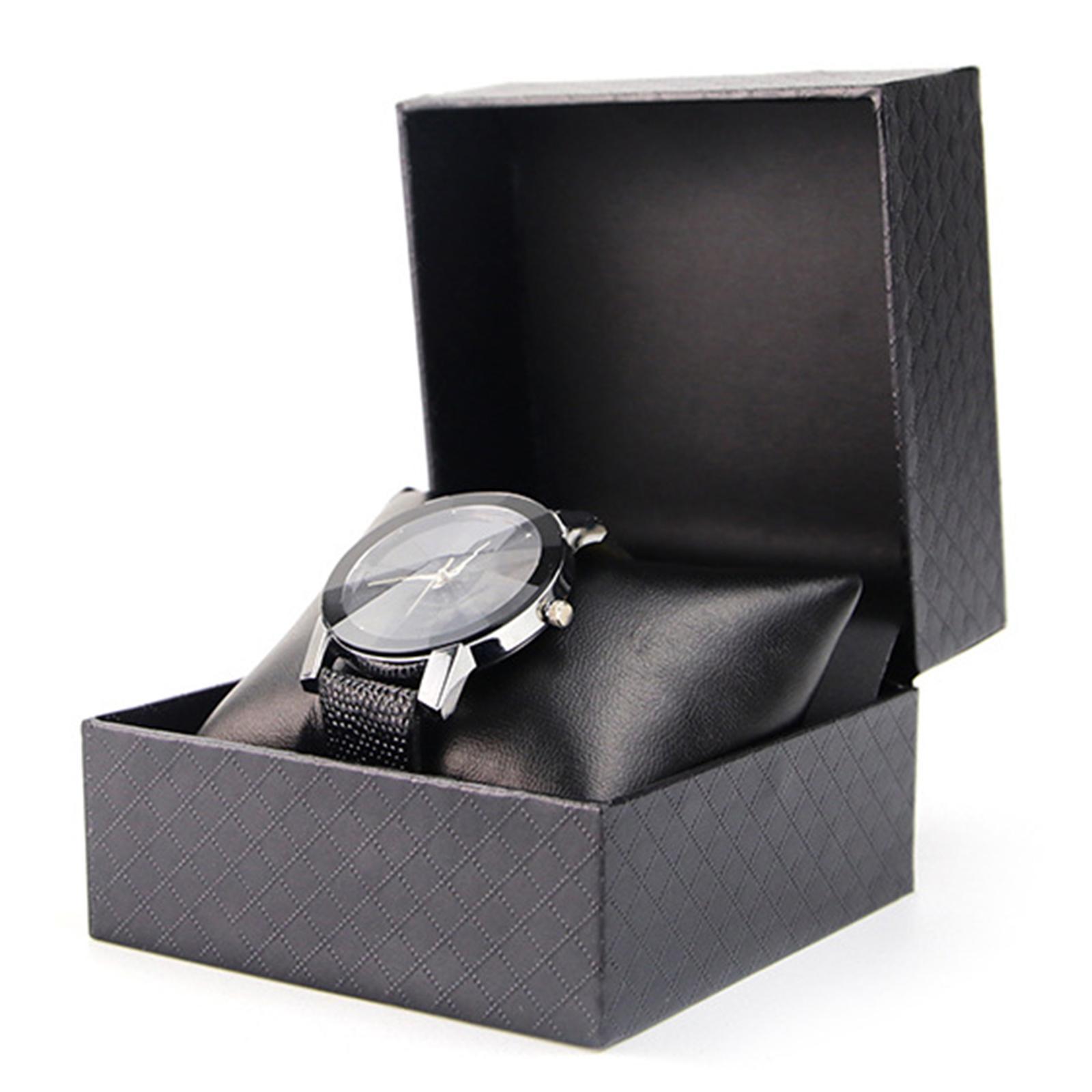 PU Leather Watch Case Display Holder Organizer Black Jewelry Box Gift Sturdy