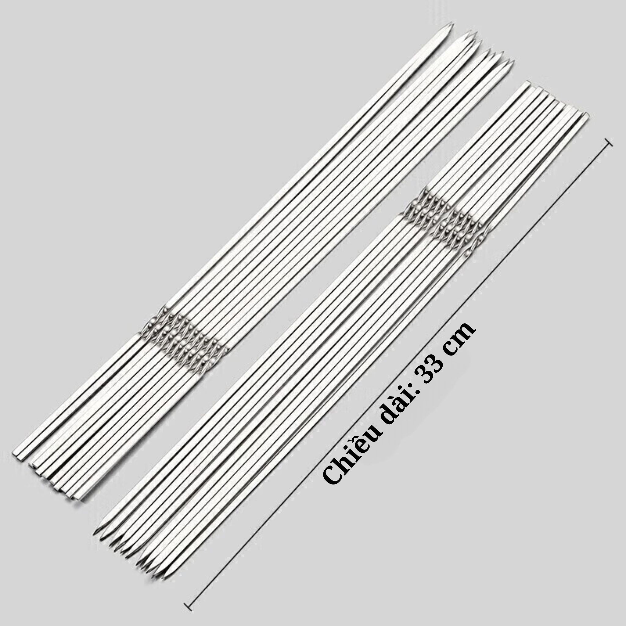 Xiên nướng Inox 304 không gỉ Suncojia, chuyên dùng nướng thịt và xiên que tiện lợi, gói 10 cái