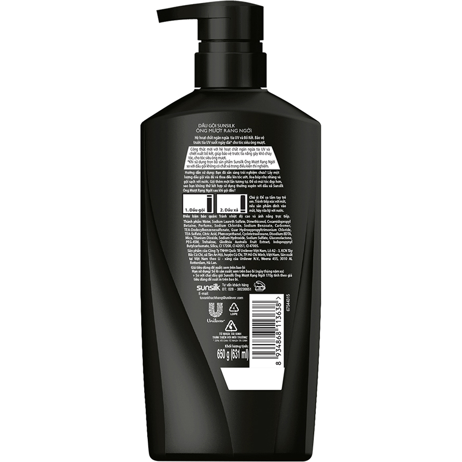 Dầu Gội 650Gr Sunsilk Óng Mượt Rạng Ngời Dành Cho Tóc Khô Xơ Tinh Chất Bồ Kết Truyền Thống Giúp Tóc Chắc Khỏe & Bóng Mượt Vượt Trội