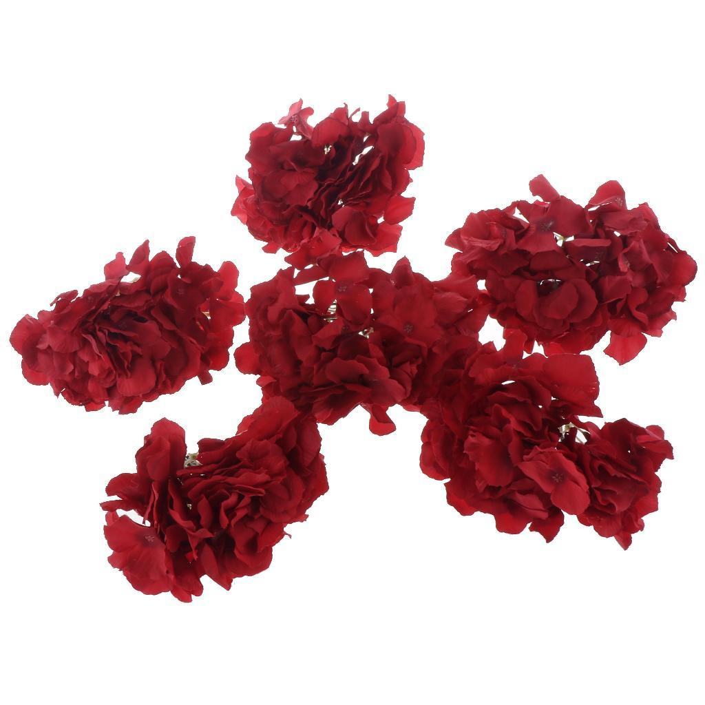 Artificial Silk Hydrangea Flowers Head Bouquet Wedding DIY Decor Red