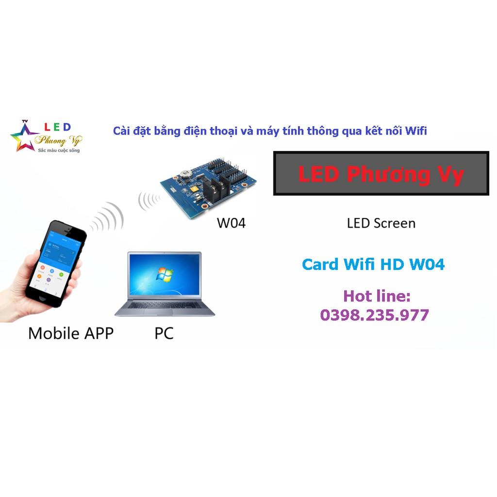 Card Led ma trận wifi HD W04 version 4.0 mới nhất- Điều khiển 4 tầng Led module LED 1 màu, 3 màu