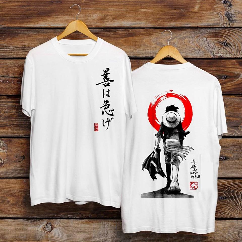 Áo Thun Unisex Luffy One Piece Siêu Độc | Áo Phông Hải Tặc Monkey Luffy Mũ Rơm Thư Pháp Đẹp OP77