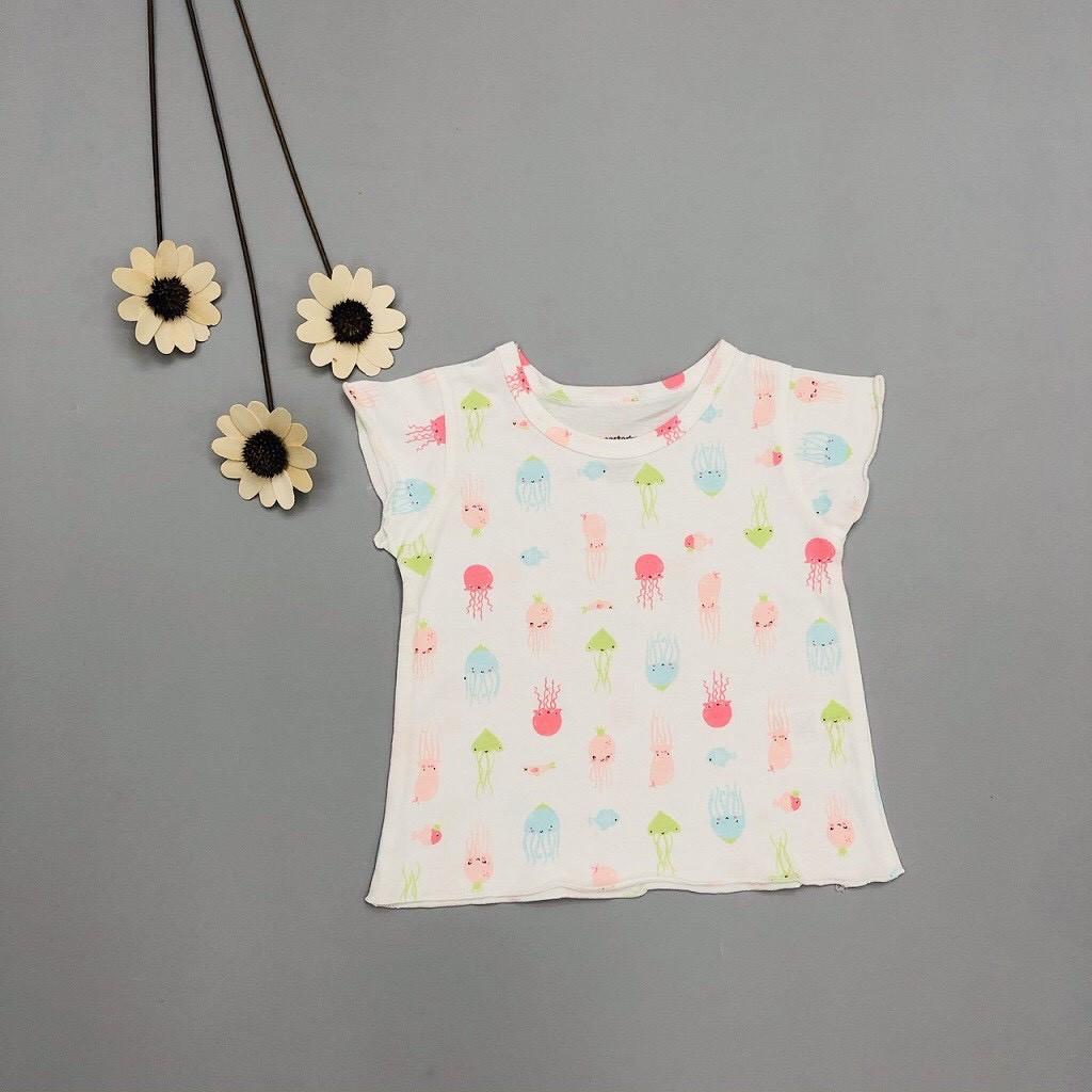 Áo Thun Bé Gái Size 1-5T, Hàng Made In Vn, Chất Cotton Xuất Dư Đẹp, Tay Và Gấu Quấn Biên Điệu Đà