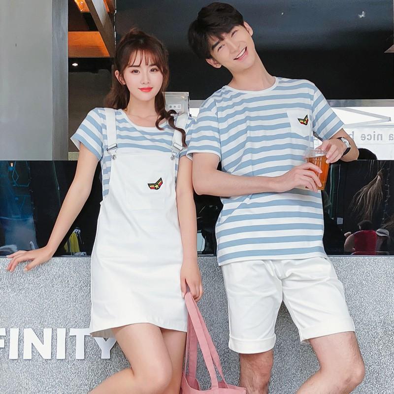Áo đôi FREESHIP set đồ đôi váy yếm, quần kaki cao cấp nam nữ COUPLE AV198