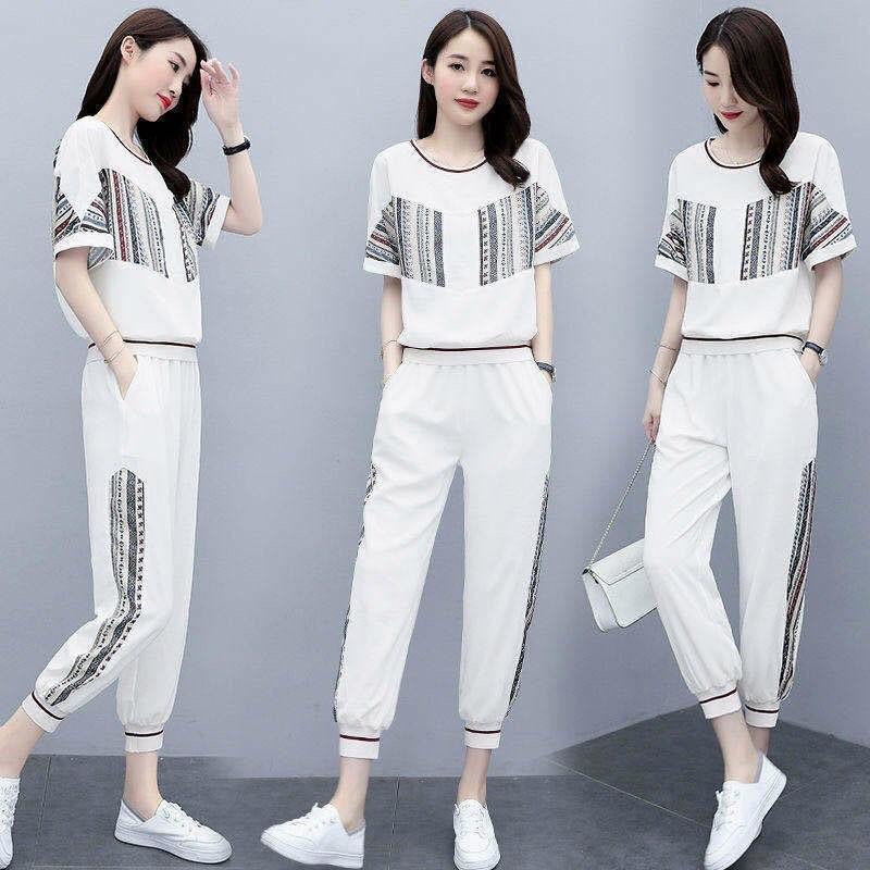 Bộ nữ phối màu áo cộc quần dài bo đai cực đẹp