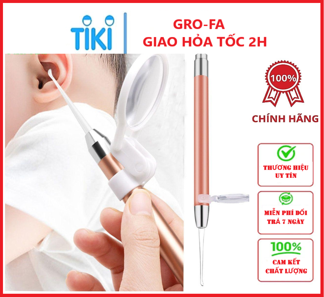 Nhíp Lấy Ráy Tai Chuyên Dụng Có Đèn, Hộp Đựng ( Tặng Kèm Pin) - Chính Hãng GROFA