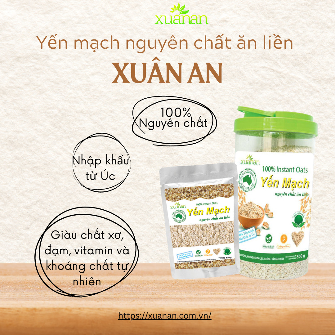 Yến Mạch Nguyên Chất Ăn Liền Xuân An [ko đường] Hộp 400G(Tặng Kèm 1 Túi Yến Mạch 150G)