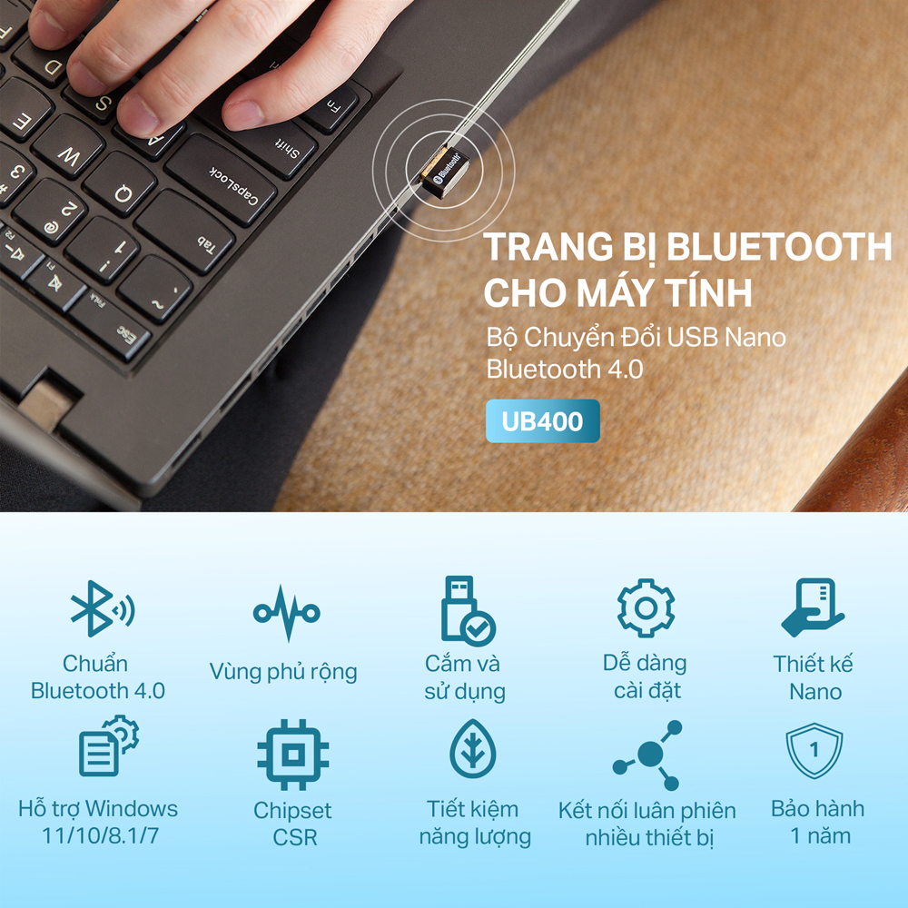 Hình ảnh Bộ Thu Phát Bluetooth TP-Link UB400 USB Nano Bluetooth 4.0 - Hàng Chính Hãng