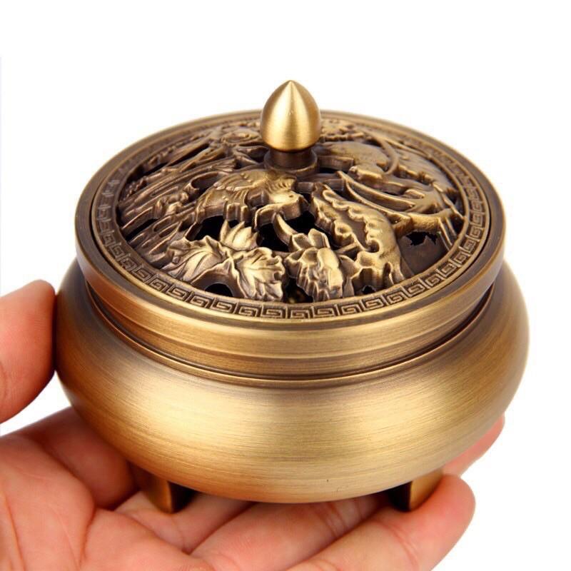 Bộ Lư xông trầm bằng đồng có chân