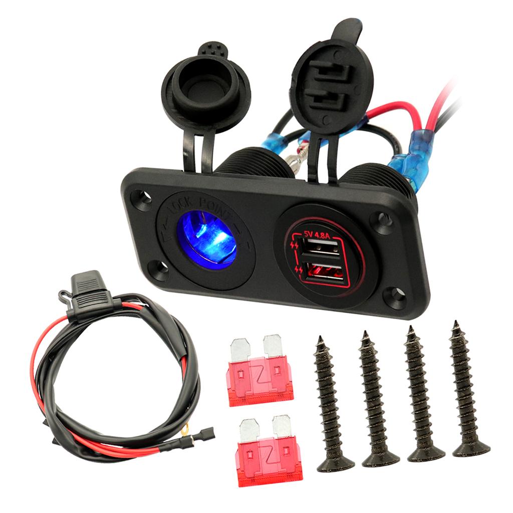 Car Marine Charger 12V/24V Waterproof Dual USB Fast Charger Socket Power Outlet
