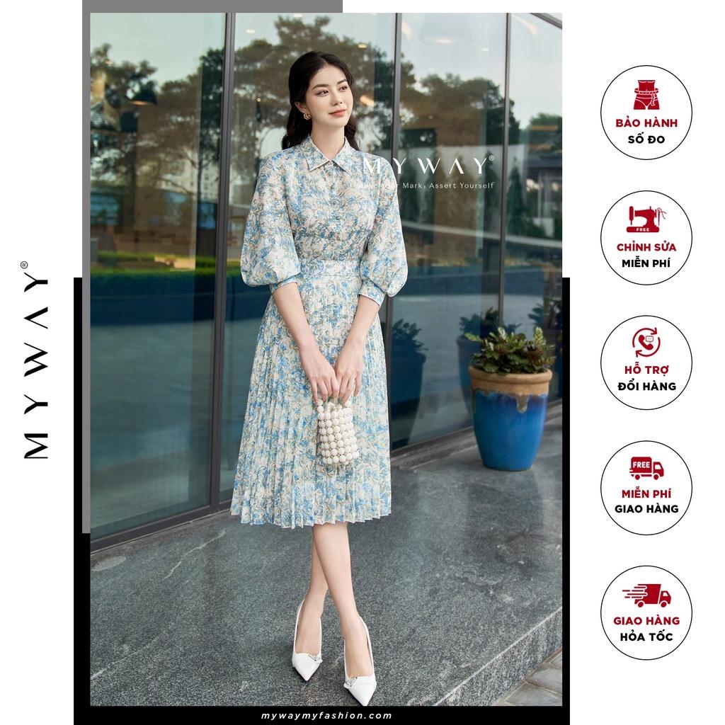 Sét Áo Chân Váy Xếp Ly MY WAY Họa Tiết Hoa Sang Trọng 9MAB0317-9MCXB214 HA0