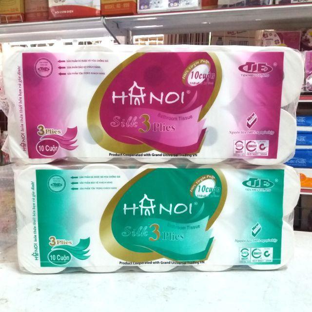 1 BỊCH GIẤY VỆ SINH HÀ NỘI XANH 3 LỚP KHÔNG LÕI (10 CUỘN )