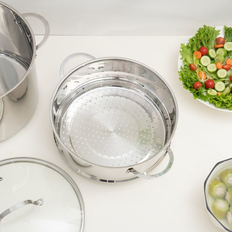 Bộ nồi xửng hấp Inox 5 đáy Kalpen L30PRO size 30cm dung tích 14L, chuẩn ĐỨc bảo hành 5 năm