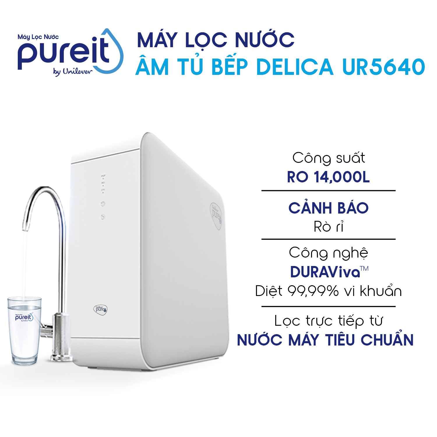 [COMBO TIẾT KIỆM] Máy Lọc Nước Pureit Delica UR5640 và Lõi lọc CTO, Lõi lọc PGP - Hàng chính hãng