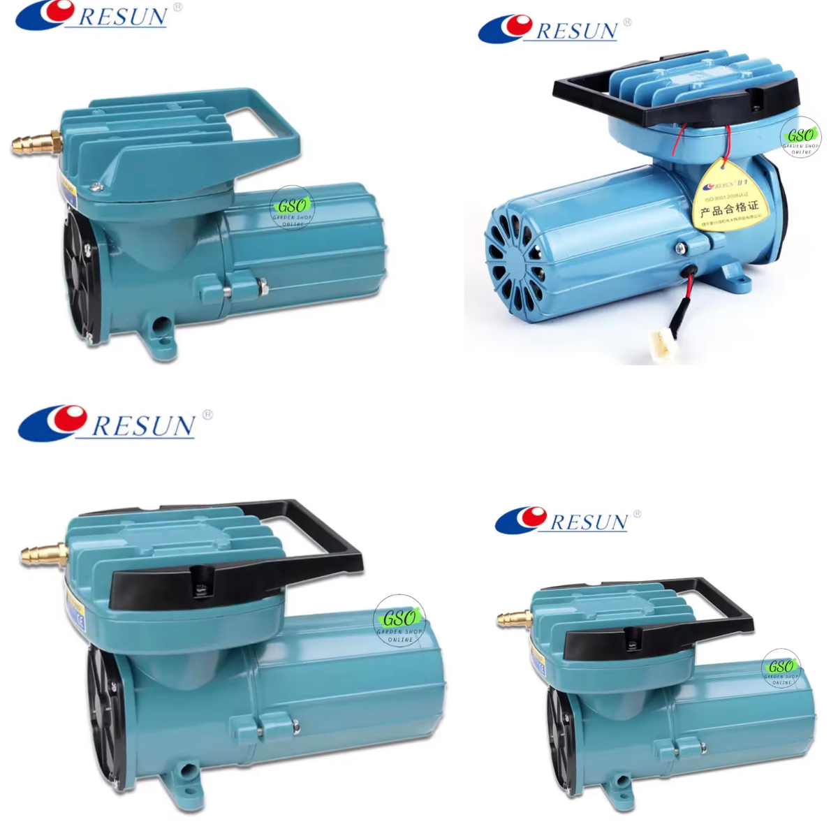 Máy bơm oxy 12v - 35w chuyên dùng trong vận chuyển thủy-hải sản thương hiệu RESUN model MPQ-903 - 6 vòi ra khí