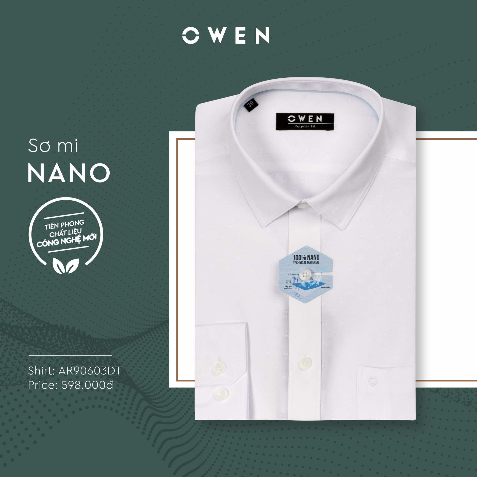 OWEN - Áo sơ mi trắng OWEN chất Nano không nhăn