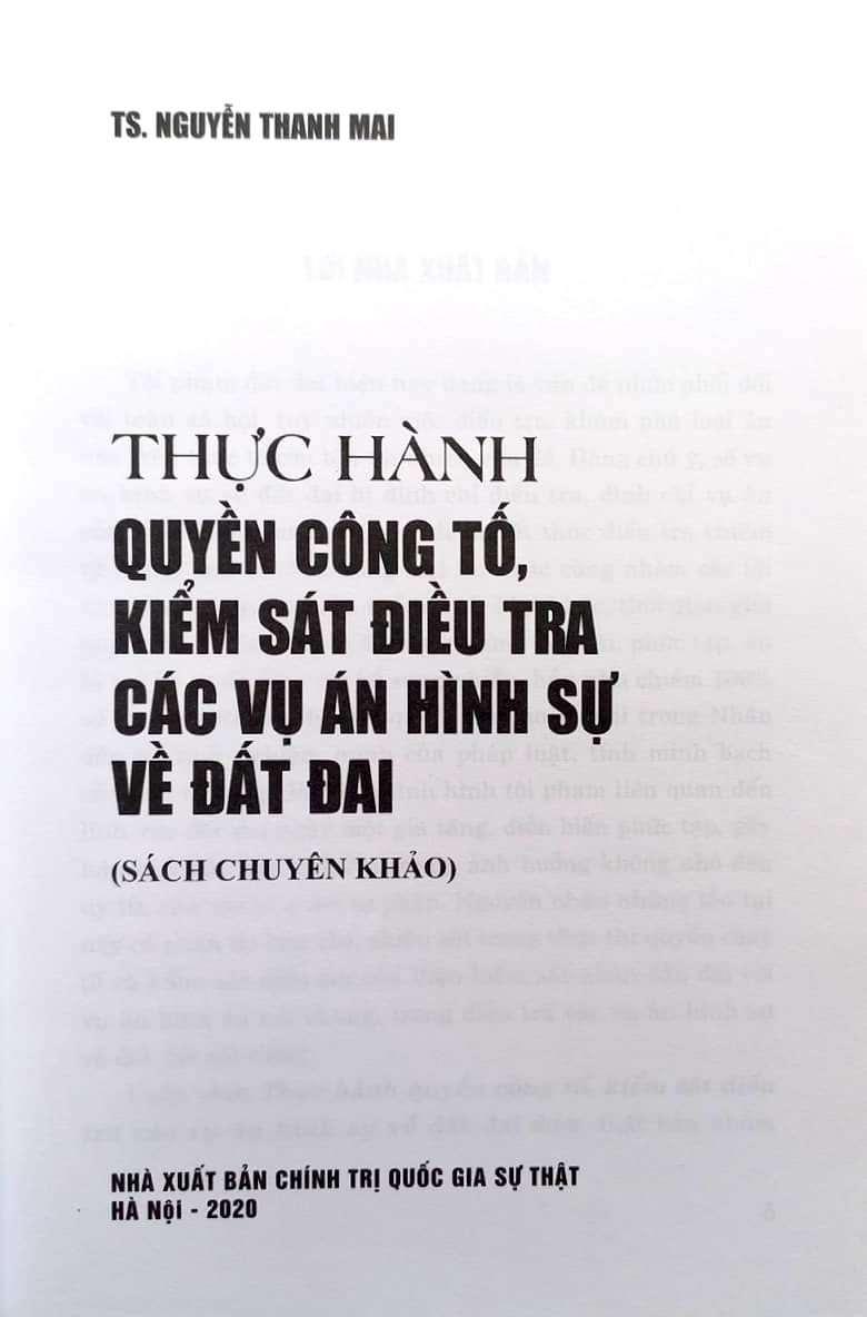 Thực hành quyền công tố, kiểm sát điều tra các vụ án hình sự về đất đai